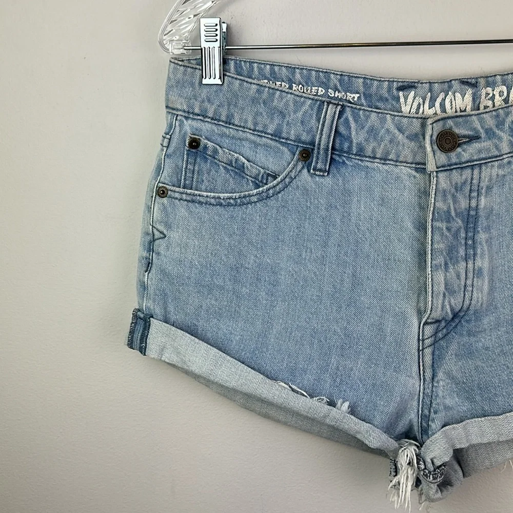 Volcom Stoned Rolled Jean Shorts Size 28/7 Cotton Festival Summer Beach Surf